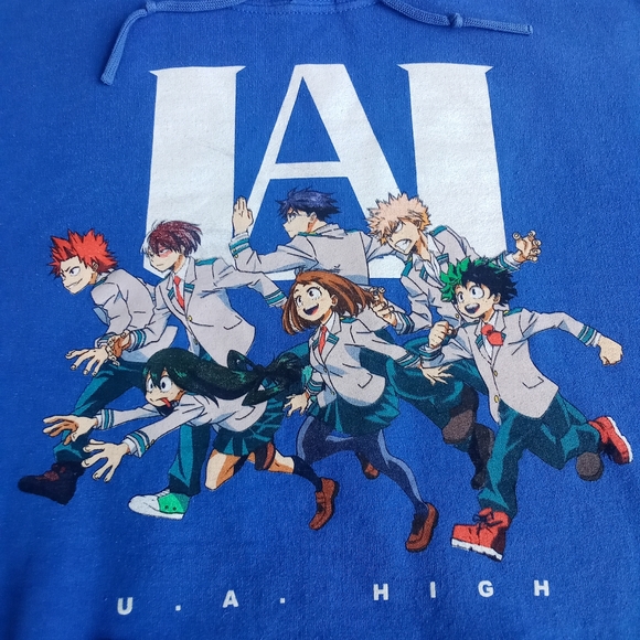 My Hero Academia Blue Anime Hoodie U.A. High School Kangaroo Pocket Size M - Picture 5 of 13